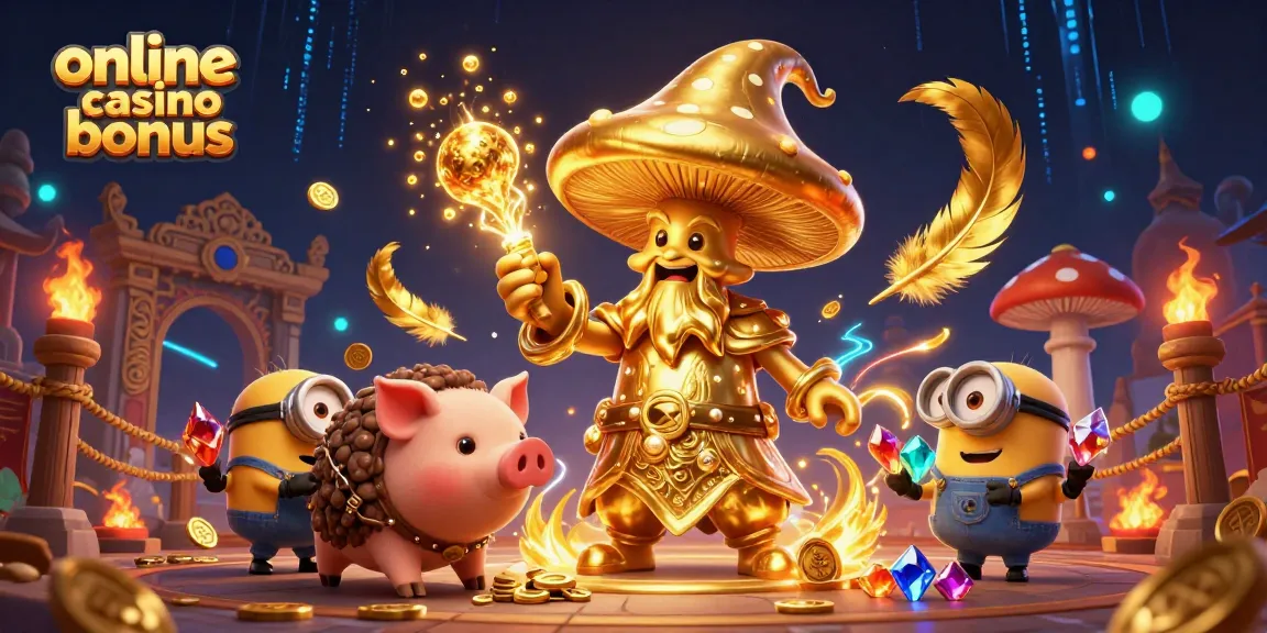 Experience the excitement of online casino bonuses with colorful characters and rich magical elements.