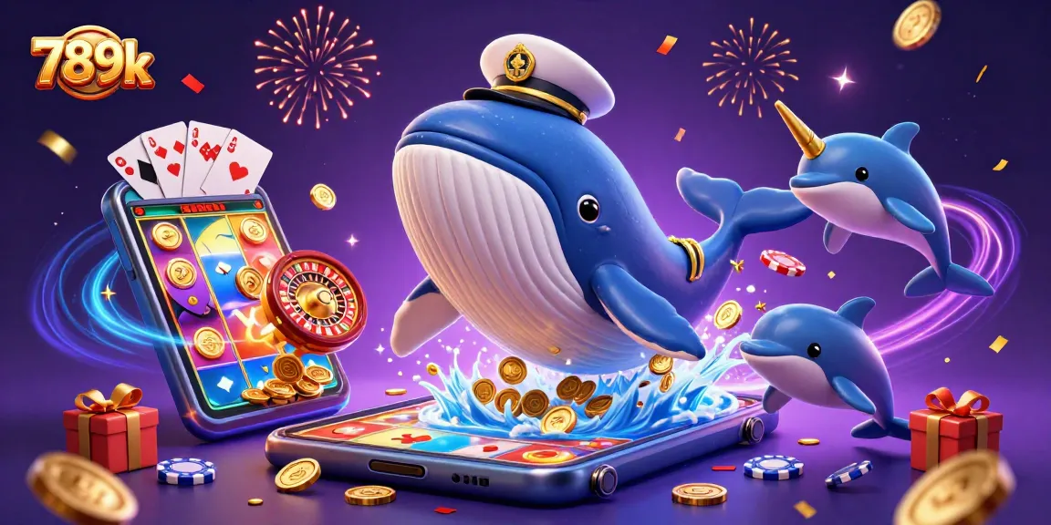 Immerse in the vibrant world of 789k casino gaming with a whale, narwhal, and dolphins.